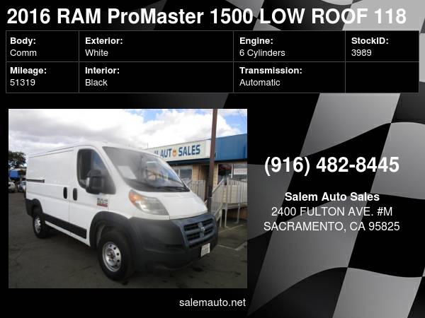 2016 Ram ProMaster Cargo Van 1500 Low Roof 118" WB - REAR CAMERA -... for sale in Sacramento , CA – photo 19