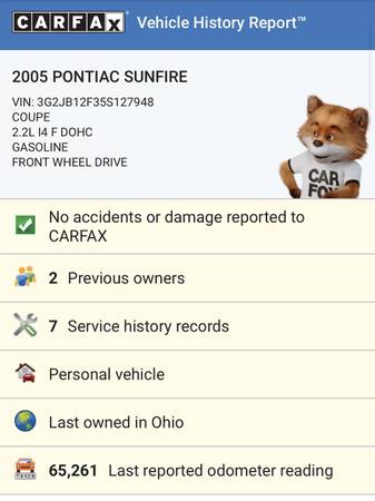 Pontiac Sunfire - Runs 100 Clean CARFAX/65K Miles/Super Deal - cars for sale in Boardman, OH – photo 18
