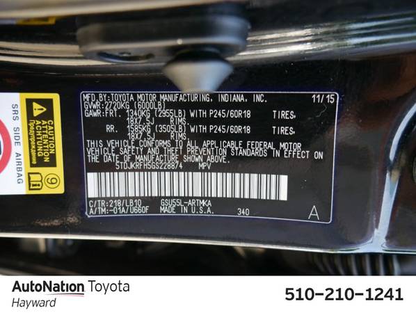 2016 Toyota Highlander XLE AWD All Wheel Drive SKU:GS228874 for sale in Hayward, CA – photo 24