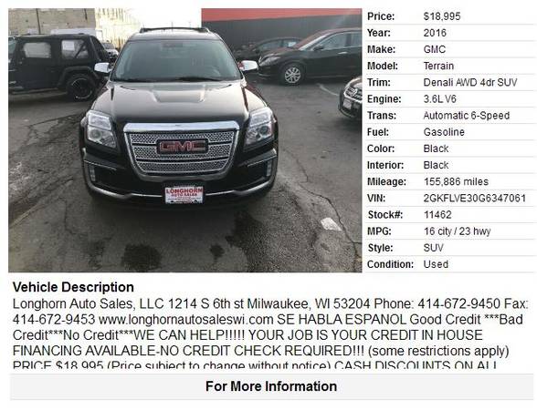 2016 GMC TERRAIN - - by dealer - vehicle automotive sale for sale in milwaukee, WI – photo 2