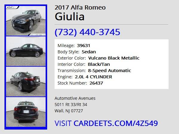 2017 Alfa Romeo Giulia, Vulcano Black Metallic - - by for sale in Wall, NJ – photo 22