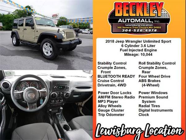 2018 Jeep WRANGLER UNLIMITED SUV SPORT - Lt. Brown for sale in Beckley, WV – photo 5