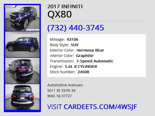 2017 INFINITI QX80, Hermosa Blue - cars & trucks - by dealer -... for sale in Wall, NJ – photo 22