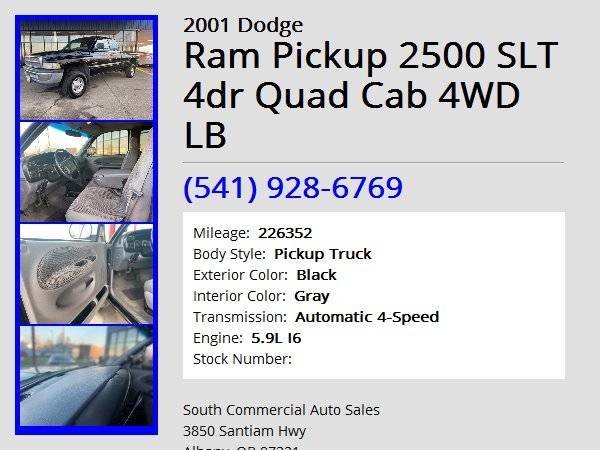 2001 Dodge Ram Pickup 2500 SLT 4dr Quad Cab 4WD LB - cars & trucks -... for sale in Albany, OR – photo 15