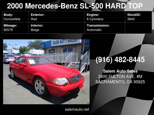 2000 Mercedes-Benz SL-500 HARD TOP CONVERTIBLE - LOW MILEAGE - NICE... for sale in Sacramento , CA – photo 19