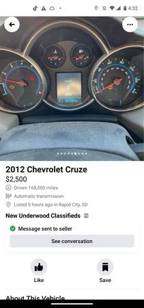 2012 Chevy Cruze LT turbo charged for sale in Rapid City, SD – photo 6