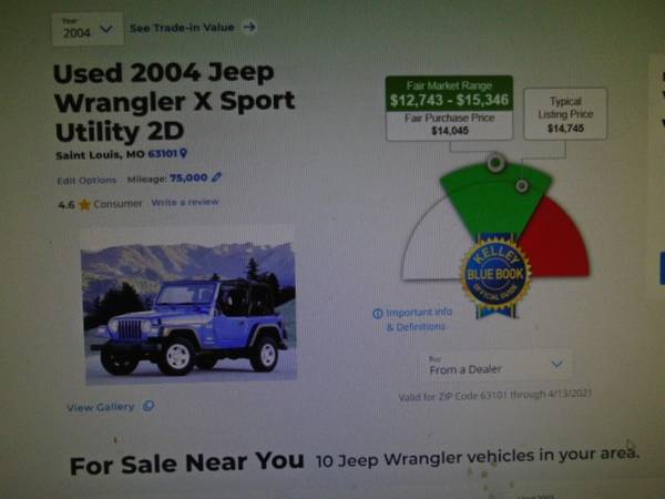 2004 Wrangler 75k mi AC Hot Heat 4 0 rust free Virgin Stock TJ for sale in Maplewood, MO – photo 9