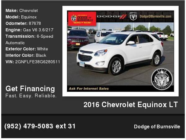 2016 Chevrolet Chevy Equinox Lt - cars & trucks - by dealer -... for sale in Burnsville, MN