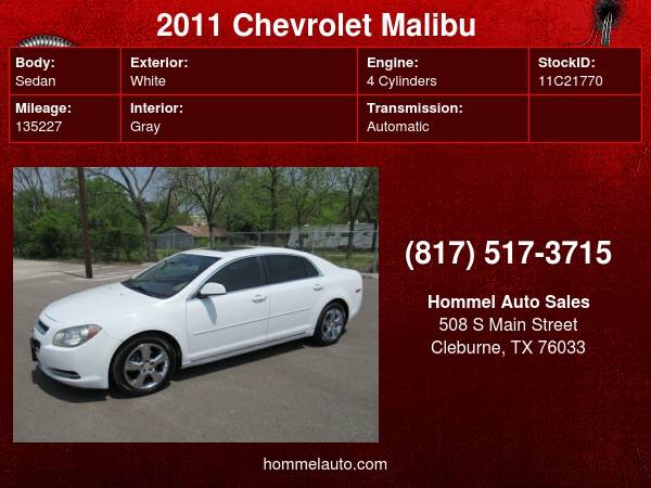 2011 Chevrolet Malibu 4dr Sdn LT w/2LT - - by dealer for sale in Cleburne, TX