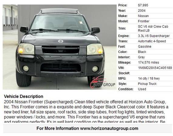 2004 Nissan Frontier - - NO Dealer Fees! -- Bad Credit?- NO Problem! for sale in Orlando, FL – photo 2