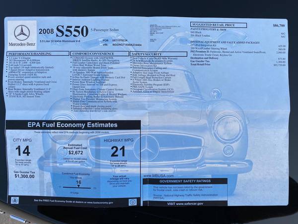 2008 Mercedes Benz S550 - Original Owner - Service Records - P2 Pkge... for sale in Springfield, District Of Columbia – photo 24