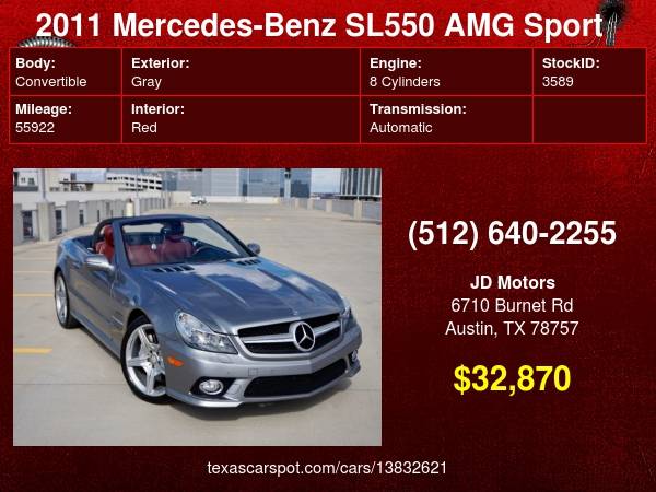 2011 Mercedes SL550 AMG Hard Top Convertible LIKE NEW SL 550 for sale in Austin, TX – photo 24