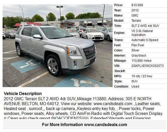2012 GMC Terrain SLT 2 AWD 4dr SUV - - by dealer for sale in Belton, MO – photo 2