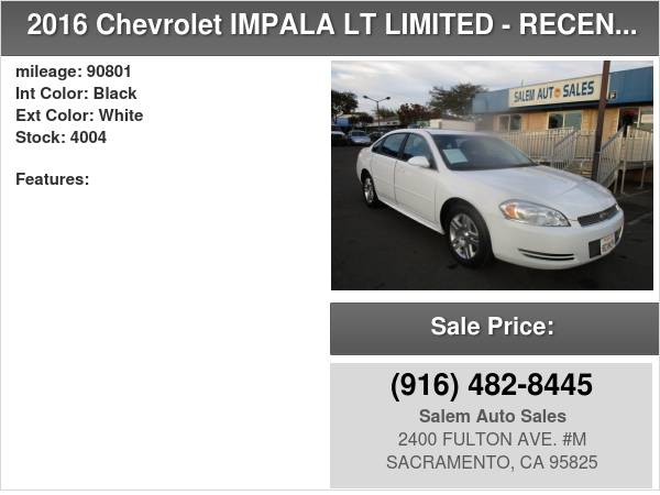 2016 Chevrolet Impala LT LIMITED - RECENTLY SMOGGED - 29 MPG ON for sale in Sacramento, NV – photo 20