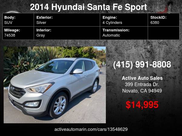 2014 Hyundai Santa Fe Sport AWD Premium, One Owner! Loaded! - cars & for sale in Novato, CA – photo 19