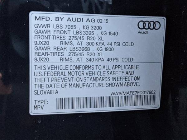 2015 Audi Q7 3 0L TDI Prestige AWD All Wheel Drive SKU: FD017862 for sale in Plano, TX – photo 23