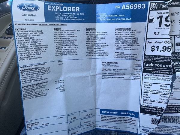 2017 Ford Explorer Limited 4WD for sale in Shinnston, WV – photo 22