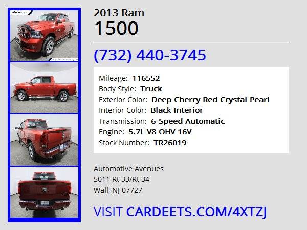 2013 Ram 1500, Deep Cherry Red Crystal Pearl - cars & trucks - by... for sale in Wall, NJ – photo 22