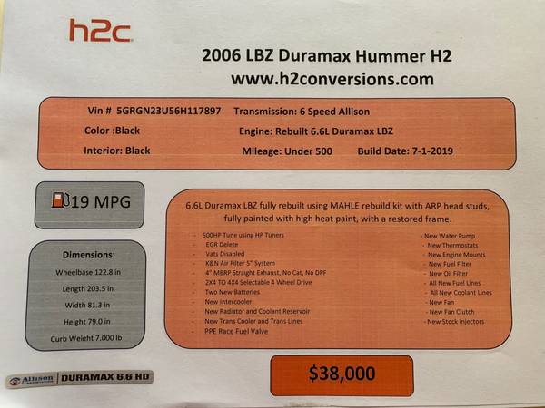2006 DIESEL Hummer H2 800 miles! for sale in Hudson, FL – photo 3