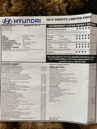 2015 Hyundai Sonata Limited 19,000 miles - cars & trucks - by owner... for sale in Brooklyn, NY – photo 14