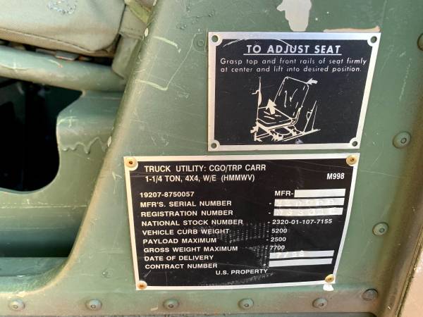 1998 Humvee M998 Hummer H1 Fully Legal and Titled - cars & trucks -... for sale in Alpharetta, GA – photo 22