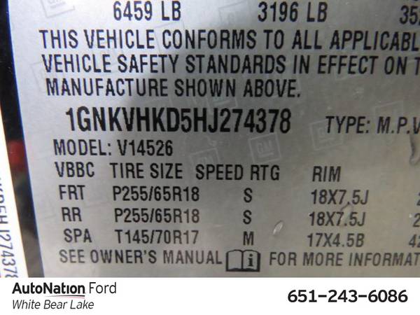 2017 Chevrolet Traverse LT AWD All Wheel Drive SKU:HJ274378 - cars &... for sale in White Bear Lake, MN – photo 24