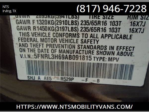 LEATHER 2010 HONDA ODYSSEY MOBILITY HANDICAPPED WHEELCHAIR RAMP VAN for sale in Irving, LA – photo 12
