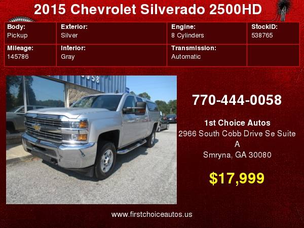 2015 Chevrolet Silverado 2500HD 2WD Double Cab 144.2 LT for sale in Smryna, GA – photo 5