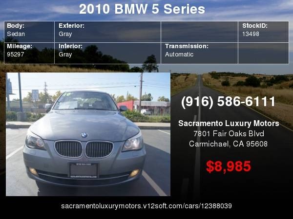 2010 BMW 5 Series 535i LOW MILES LOADED WARRANTY with for sale in Carmichael, CA – photo 20