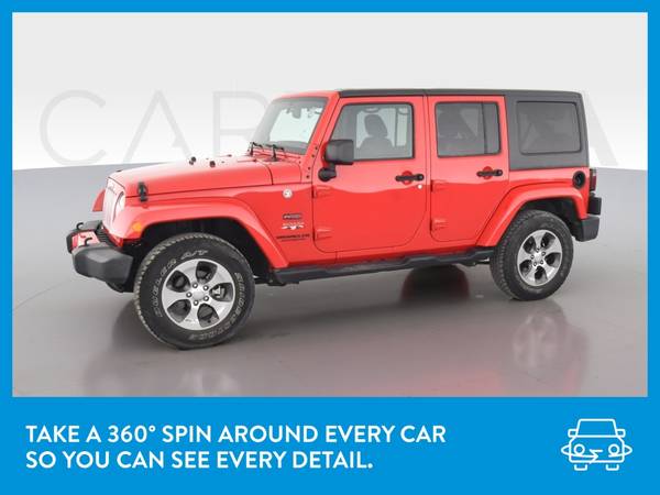 2016 Jeep Wrangler Unlimited Sahara Sport Utility 4D suv Red for sale in Evansville, IN – photo 3