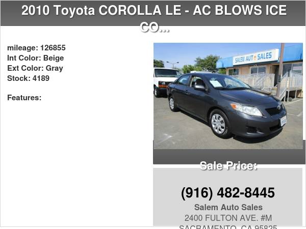 2010 Toyota COROLLA LE - RECENTLY SMOGGED - AC BLOWS ICE COLD - GAS for sale in Sacramento, NV – photo 17
