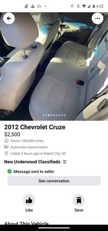 2012 Chevy Cruze LT turbo charged for sale in Rapid City, SD – photo 5