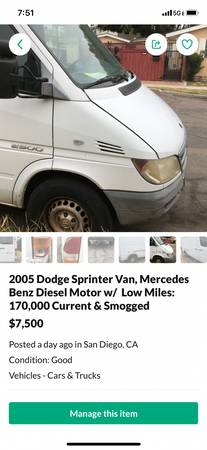 2005 Sprinter cargo Van for sale in San Diego, CA – photo 8