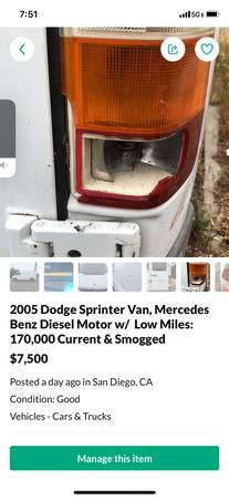 2005 Sprinter cargo Van for sale in San Diego, CA – photo 6