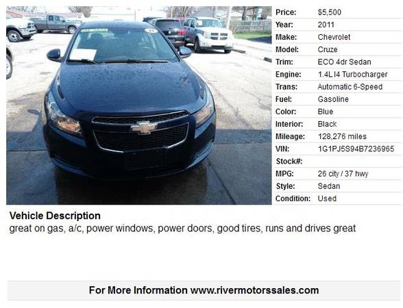 2011 Chevrolet Cruze ECO 4dr Sedan - - by dealer for sale in Portage, WI – photo 2