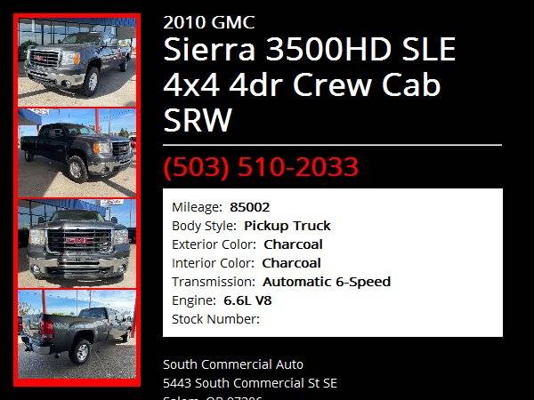 2010 GMC SIERRA 3500HD SLE CREW CAB LONG BED DURAMAX DIESEL! - cars for sale in Salem, OR – photo 11