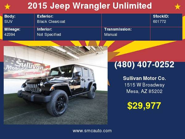 2015 Jeep Wrangler Unlimited 4WD 4dr Altitude for sale in Mesa, AZ