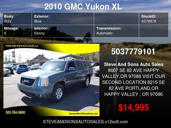 2010 GMC Yukon XL SLT 1500 4x4 4dr SUV - - by dealer for sale in Happy Valley, WA – photo 24