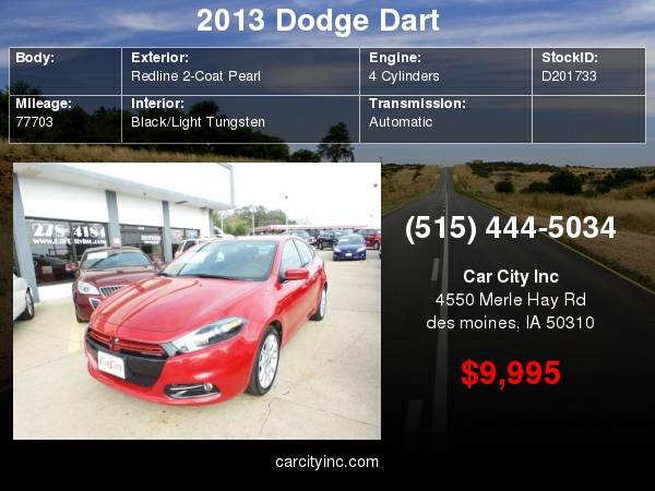 2013 Dodge Dart SXT for sale in Des Moines, IA – photo 2