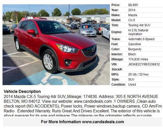 2014 Mazda CX-5 Touring 4dr SUV, - cars & trucks - by dealer -... for sale in Kansas City, MO – photo 2