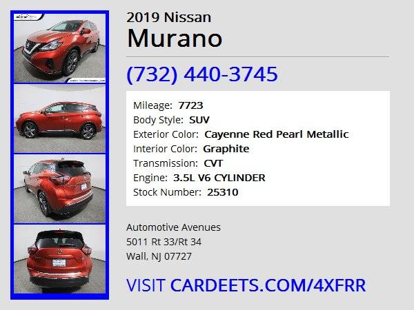 2019 Nissan Murano, Cayenne Red Pearl Metallic - cars & trucks - by... for sale in Wall, NJ – photo 22