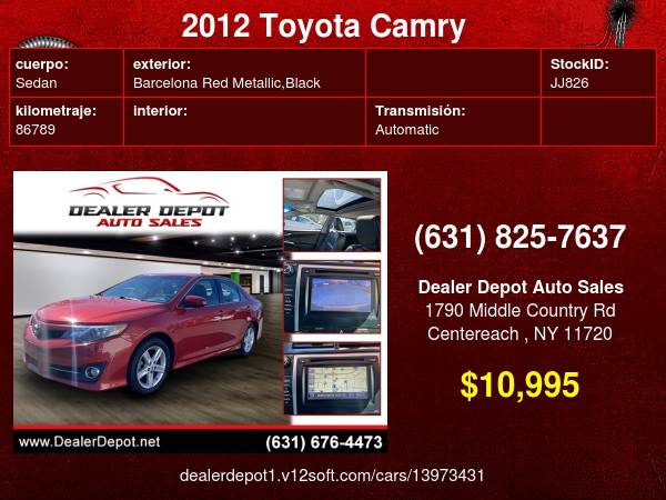 2012 Toyota Camry 4dr Sdn I4 Auto SE (Natl) - - by for sale in Centereach, NY – photo 24