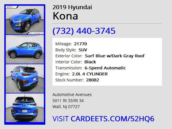 2019 Hyundai Kona, Surf Blue w/Dark Gray Roof - - by for sale in Wall, NJ – photo 22