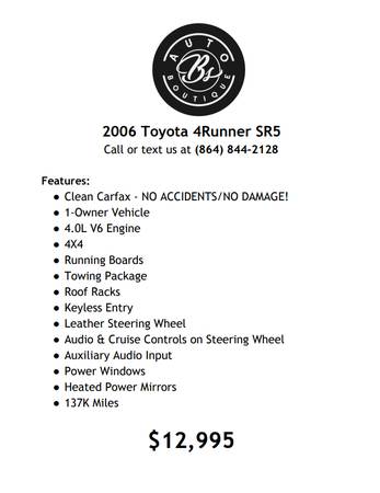 2006 Toyota 4Runner SR5 for sale in Anderson, SC – photo 17