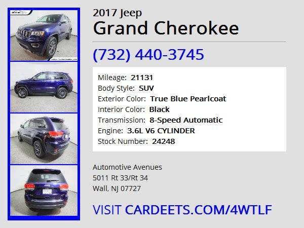 2017 Jeep Grand Cherokee, True Blue Pearlcoat - cars & trucks - by... for sale in Wall, NJ – photo 22