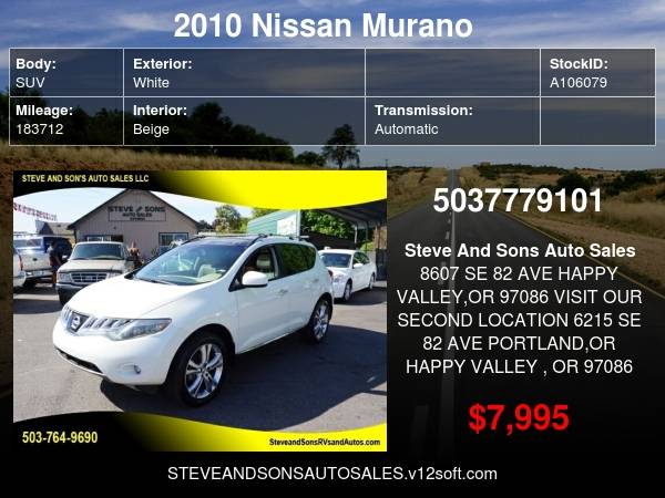2010 Nissan Murano LE AWD 4dr SUV - - by dealer for sale in Happy valley, OR – photo 22