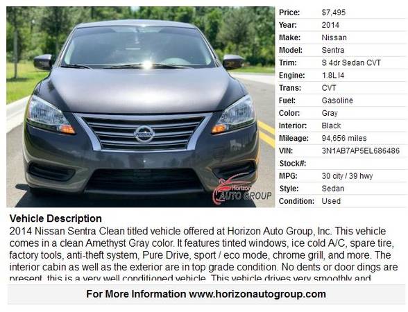 2014 Nissan Sentra - NO Accidents - -- NO Dealer Fees!! :) for sale in Orlando, FL – photo 3