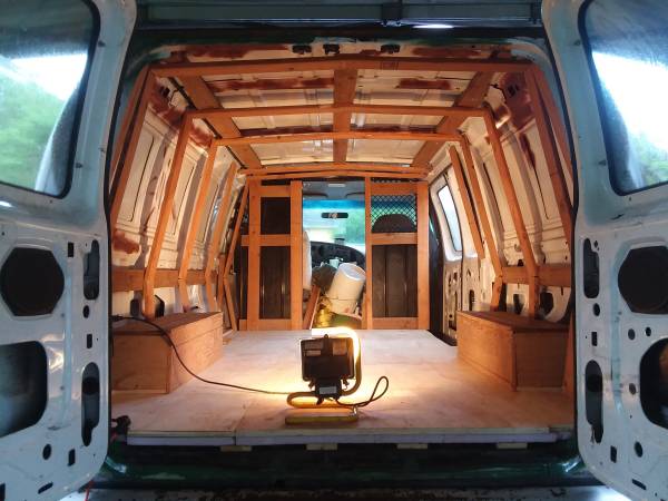 1997 Ford E250 Econoline Camper Van, Cedar Paneling with Wood Stove... for sale in Olympia, WA – photo 4