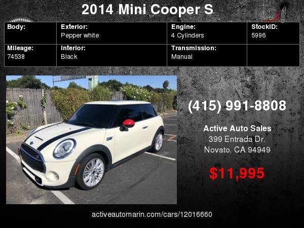2014 MINI Cooper S, Manual Transmission! Excellent Condition! SALE! for sale in Novato, CA – photo 14