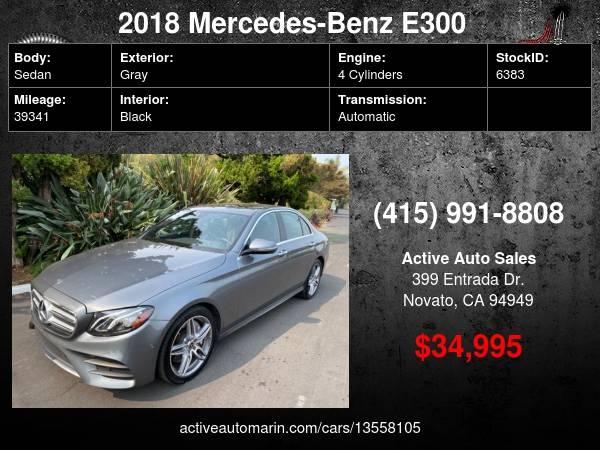 2018 Mercedes E 300 w/Factory Warranty, Mint! Self-Park! SALE! -... for sale in Novato, CA – photo 19